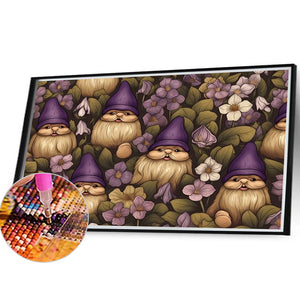 Gnome With Purple Hat 40*30CM(Canvas) Full Square Drill Diamond Painting