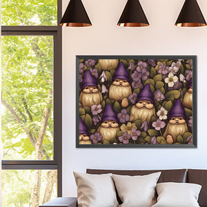 Gnome With Purple Hat 40*30CM(Canvas) Full Square Drill Diamond Painting