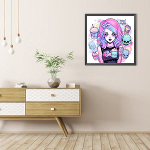 Modern Girl 40*40CM(Picture) Full Round Drill Diamond Painting