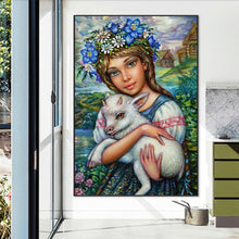 Load image into Gallery viewer, Girl Holding A Sheep 50*70CM(Picture) Full Round Drill Diamond Painting
