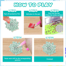 Load image into Gallery viewer, 10 Pcs Wooden Diamond Painting Coaster Kit with Holder for Beginners (Succulent)
