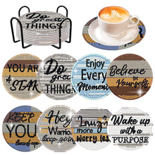 Load image into Gallery viewer, 8 Pcs Wooden Diamond Painting Coasters Kits with Holder for Beginners (Phrase)
