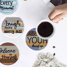 Load image into Gallery viewer, 8 Pcs Wooden Diamond Painting Coasters Kits with Holder for Beginners (Phrase)
