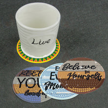 Load image into Gallery viewer, 8 Pcs Wooden Diamond Painting Coasters Kits with Holder for Beginners (Phrase)

