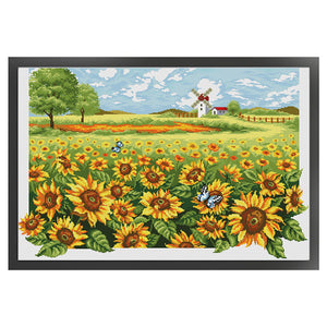 DIY - Sunflower Field - 92*66CM 11CT 3 Stamped Cross Stitch