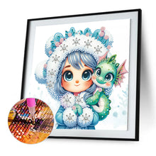 Load image into Gallery viewer, Blue-Haired Girl With A Dragon 30*30CM(Canvas) Partial Special Shaped Drill Diamond Painting
