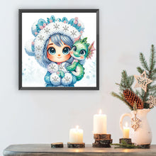 Load image into Gallery viewer, Blue-Haired Girl With A Dragon 30*30CM(Canvas) Partial Special Shaped Drill Diamond Painting

