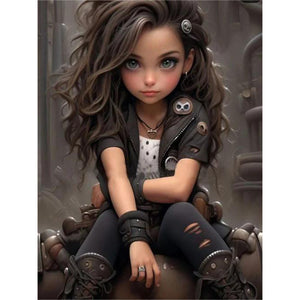 Sweet And Cool Girl 30*40CM(Canvas) Full Round Drill Diamond Painting