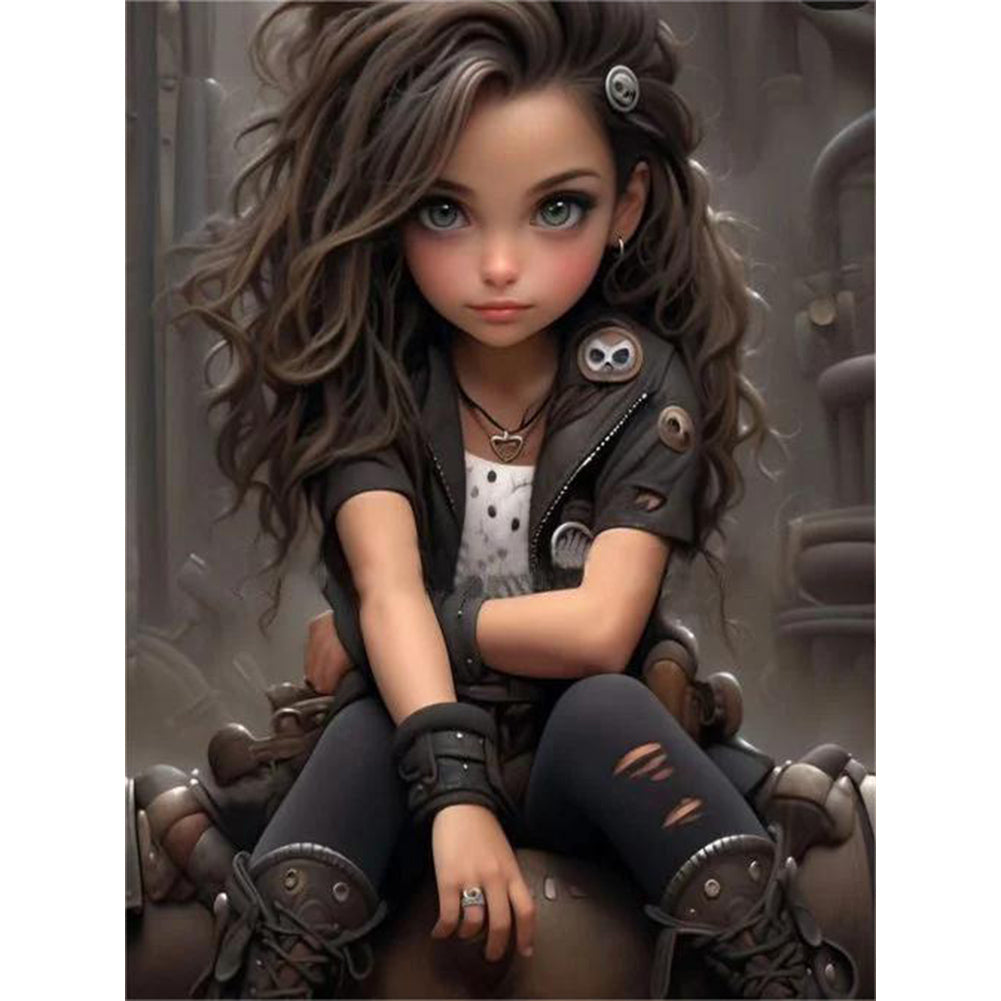 Sweet And Cool Girl 30*40CM(Canvas) Full Round Drill Diamond Painting