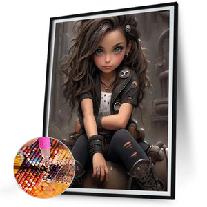 Sweet And Cool Girl 30*40CM(Canvas) Full Round Drill Diamond Painting