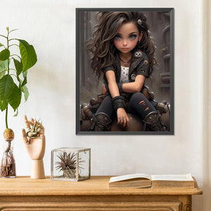Sweet And Cool Girl 30*40CM(Canvas) Full Round Drill Diamond Painting