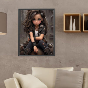 Sweet And Cool Girl 30*40CM(Canvas) Full Round Drill Diamond Painting