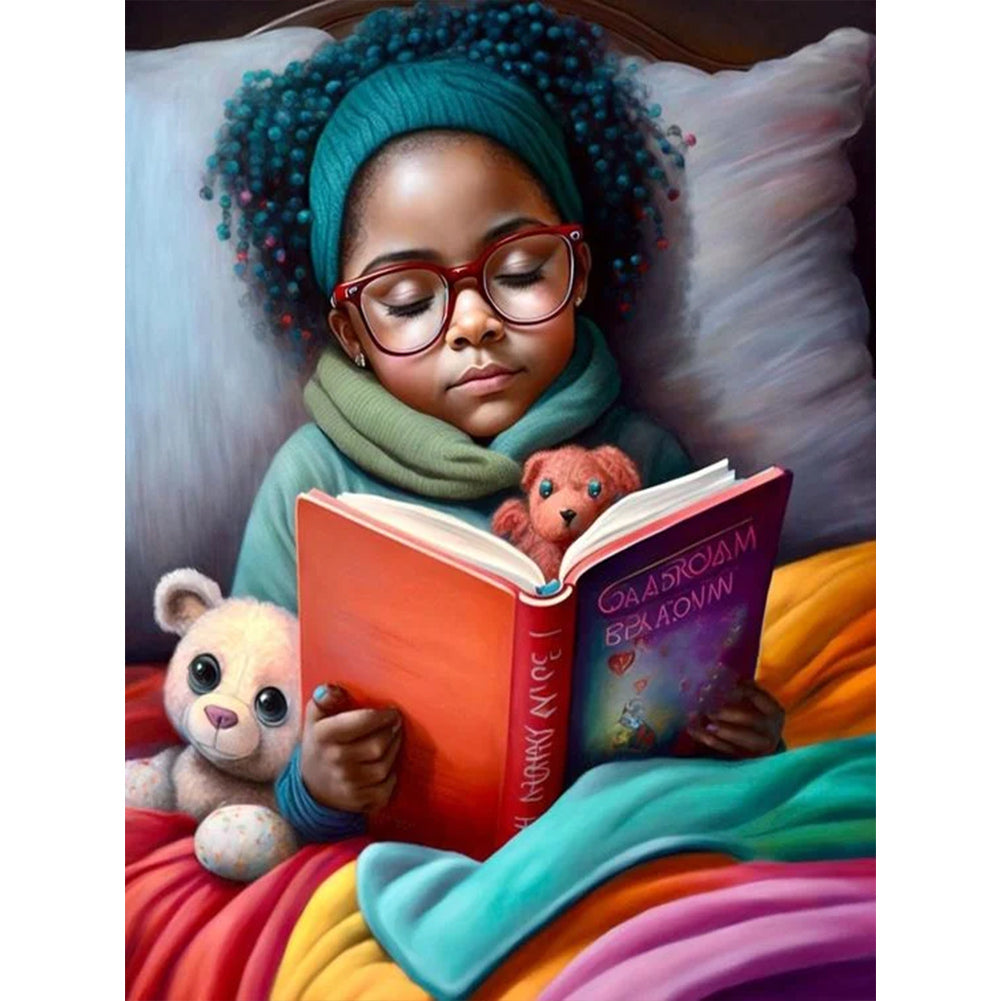 Black Girl 30*40CM(Canvas) Full Round Drill Diamond Painting