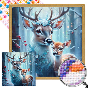 Deer In The Snow 30*30CM(Picture) Full Round Drill Diamond Painting