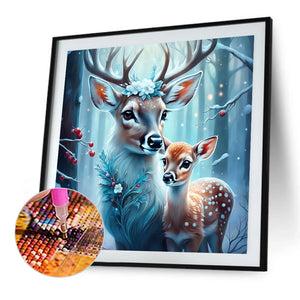 Deer In The Snow 30*30CM(Picture) Full Round Drill Diamond Painting