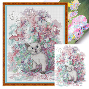 Joy Sunday - Kitten In Early Spring - 31*41CM 14CT 2 Stamped Cross Stitch
