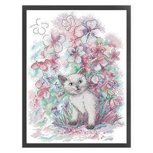 Joy Sunday - Kitten In Early Spring - 31*41CM 14CT 2 Stamped Cross Stitch