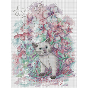 Joy Sunday - Kitten In Early Spring - 31*41CM 14CT 2 Stamped Cross Stitch