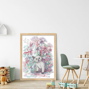 Joy Sunday - Kitten In Early Spring - 31*41CM 14CT 2 Stamped Cross Stitch
