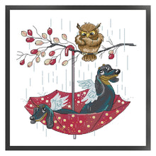 Load image into Gallery viewer, Joy Sunday - Owl And Angel Dog - 40*42CM 14CT 2 Stamped Cross Stitch
