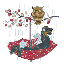 Load image into Gallery viewer, Joy Sunday - Owl And Angel Dog - 40*42CM 14CT 2 Stamped Cross Stitch
