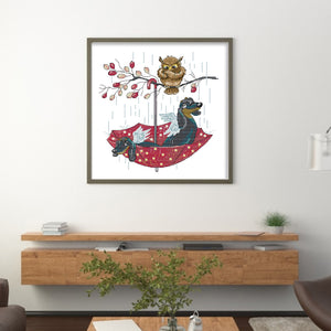 Joy Sunday - Owl And Angel Dog - 40*42CM 14CT 2 Stamped Cross Stitch