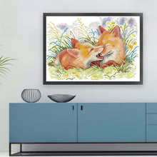 Load image into Gallery viewer, Joy Sunday - Two Playful Foxes - 61*44CM 11CT 3 Stamped Cross Stitch
