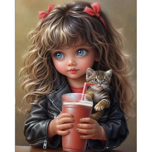 Sweet And Cool Girl 40*50CM(Canvas) Full Round Drill Diamond Painting