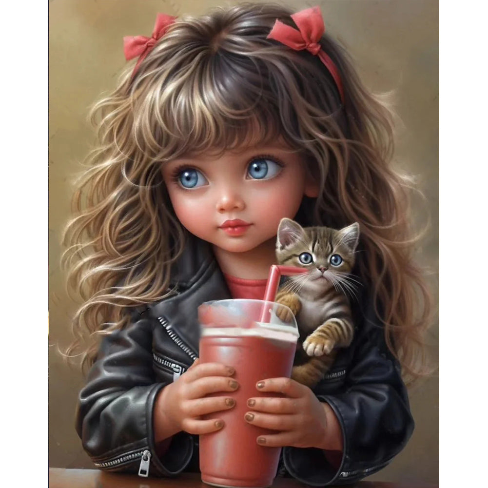 Sweet And Cool Girl 40*50CM(Canvas) Full Round Drill Diamond Painting
