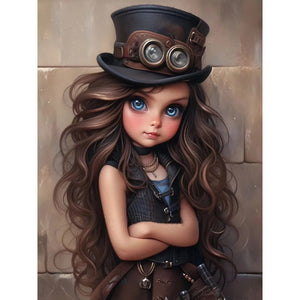 Sweet And Cool Girl 30*40CM(Canvas) Full Round Drill Diamond Painting