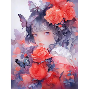 Yishu - Rose Girl - 40*56CM 11CT 3 Stamped Cross Stitch