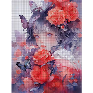 Yishu - Rose Girl - 40*56CM 11CT 3 Stamped Cross Stitch