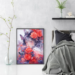 Yishu - Rose Girl - 40*56CM 11CT 3 Stamped Cross Stitch