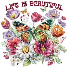 Load image into Gallery viewer, Butterfly And Flower Calligraphy 30*30CM(Canvas) Partial Special Shaped Drill Diamond Painting
