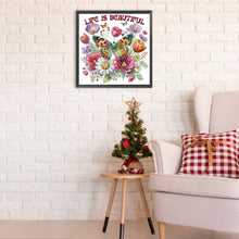Load image into Gallery viewer, Butterfly And Flower Calligraphy 30*30CM(Canvas) Partial Special Shaped Drill Diamond Painting
