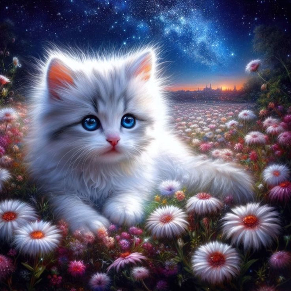 Cat 30*30CM(Canvas) Full Round Drill Diamond Painting