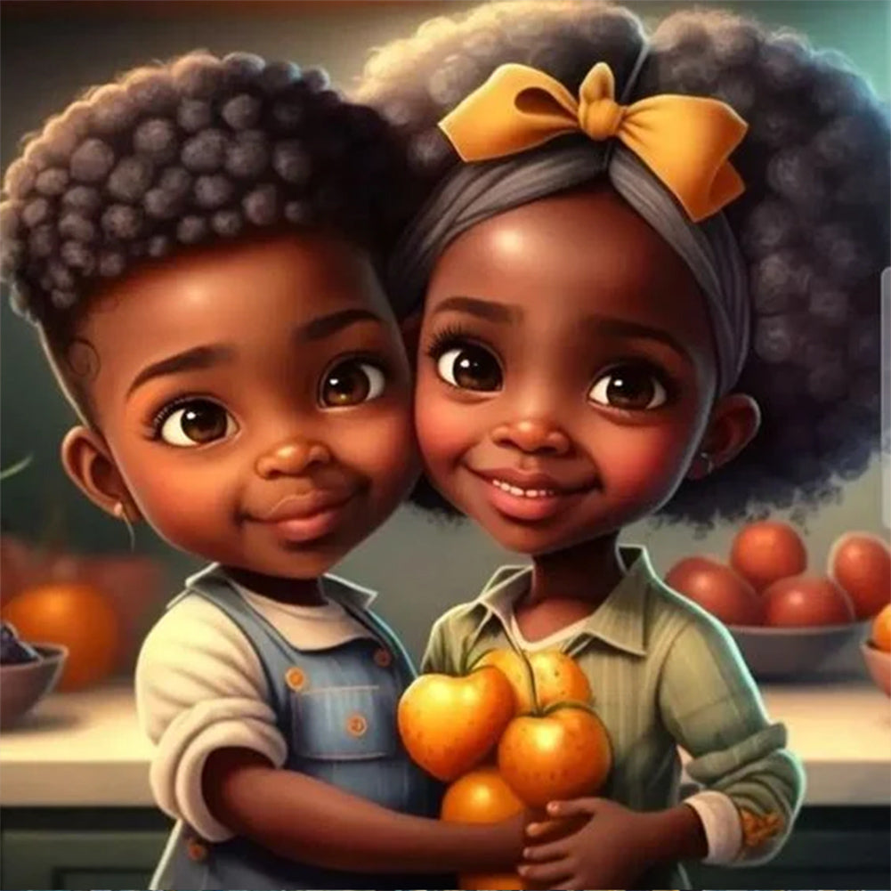 Black Girl 30*30CM(Canvas) Full Round Drill Diamond Painting