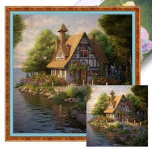Load image into Gallery viewer, Huancan - Waterside Cottage - 50*50CM 14CT 2 Stamped Cross Stitch
