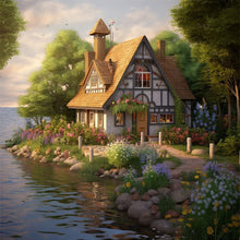Load image into Gallery viewer, Huancan - Waterside Cottage - 50*50CM 14CT 2 Stamped Cross Stitch
