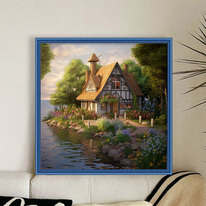 Huancan - Waterside Cottage - 50*50CM 14CT 2 Stamped Cross Stitch