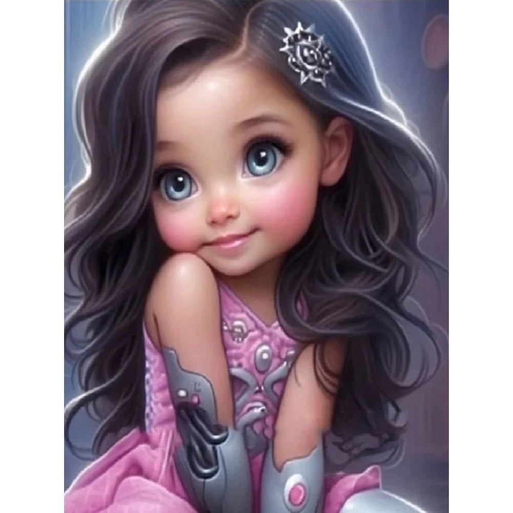 Big-Eyed Girl 30*40CM(Canvas) Full Round Drill Diamond Painting