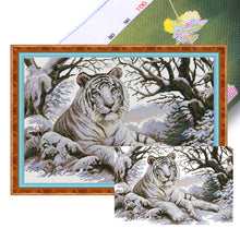 Load image into Gallery viewer, Joy Sunday - Tiger Five - 65*45CM 11CT 3 Stamped Cross Stitch
