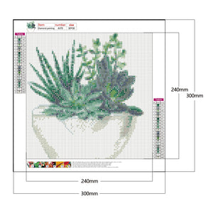 Succulents 30*30CM(Canvas) Full Round Drill Diamond Painting