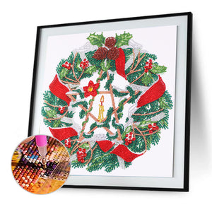Christmas Wreath 35*35CM(Canvas) Partial Special Shaped Drill Diamond Painting