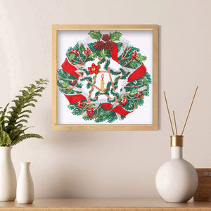 Christmas Wreath 35*35CM(Canvas) Partial Special Shaped Drill Diamond Painting