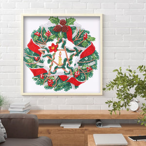 Christmas Wreath 35*35CM(Canvas) Partial Special Shaped Drill Diamond Painting