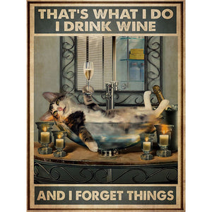Retro Cat Poster 30*40CM(Canvas) Full Round Drill Diamond Painting