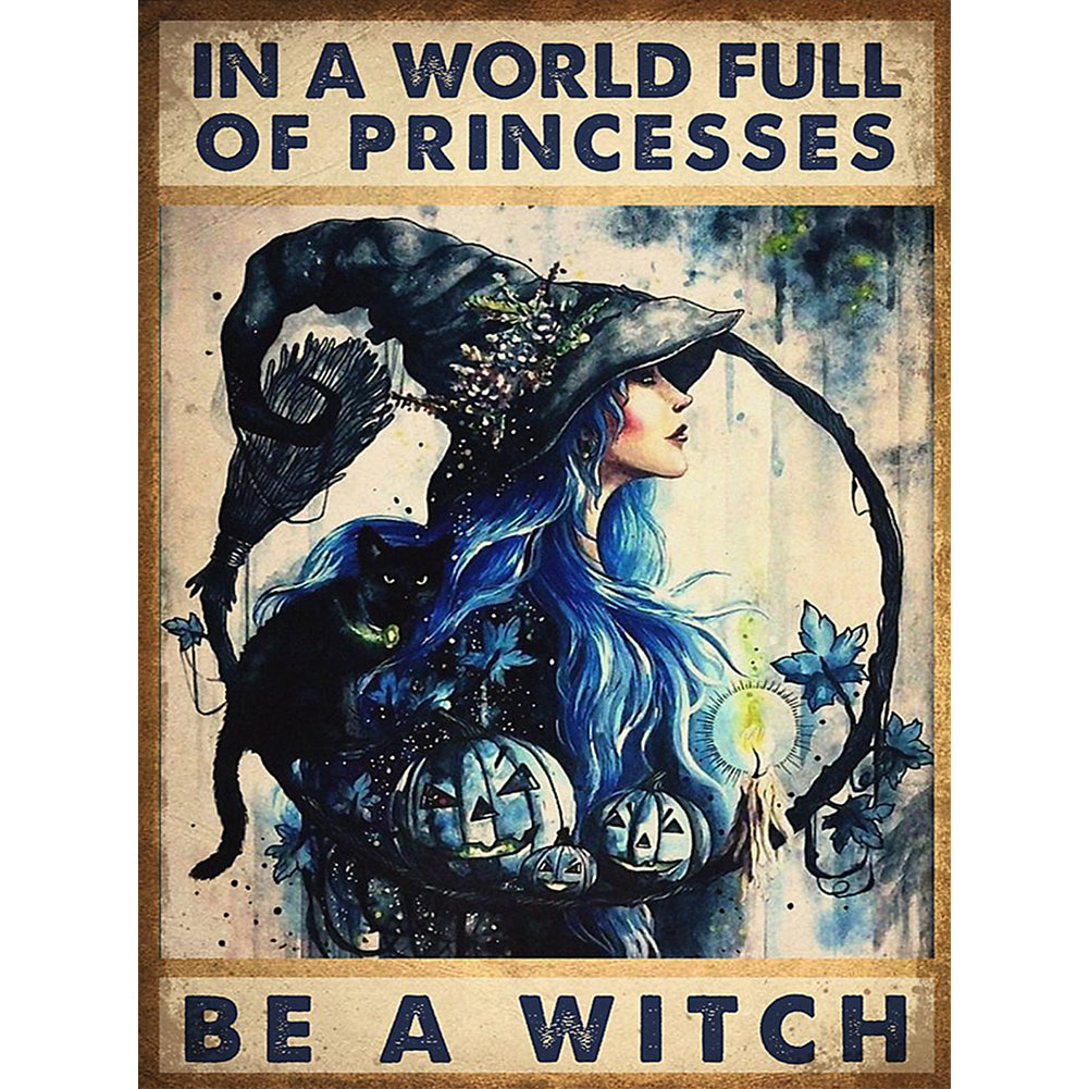 Retro Witch Poster 30*40CM(Canvas) Full Round Drill Diamond Painting