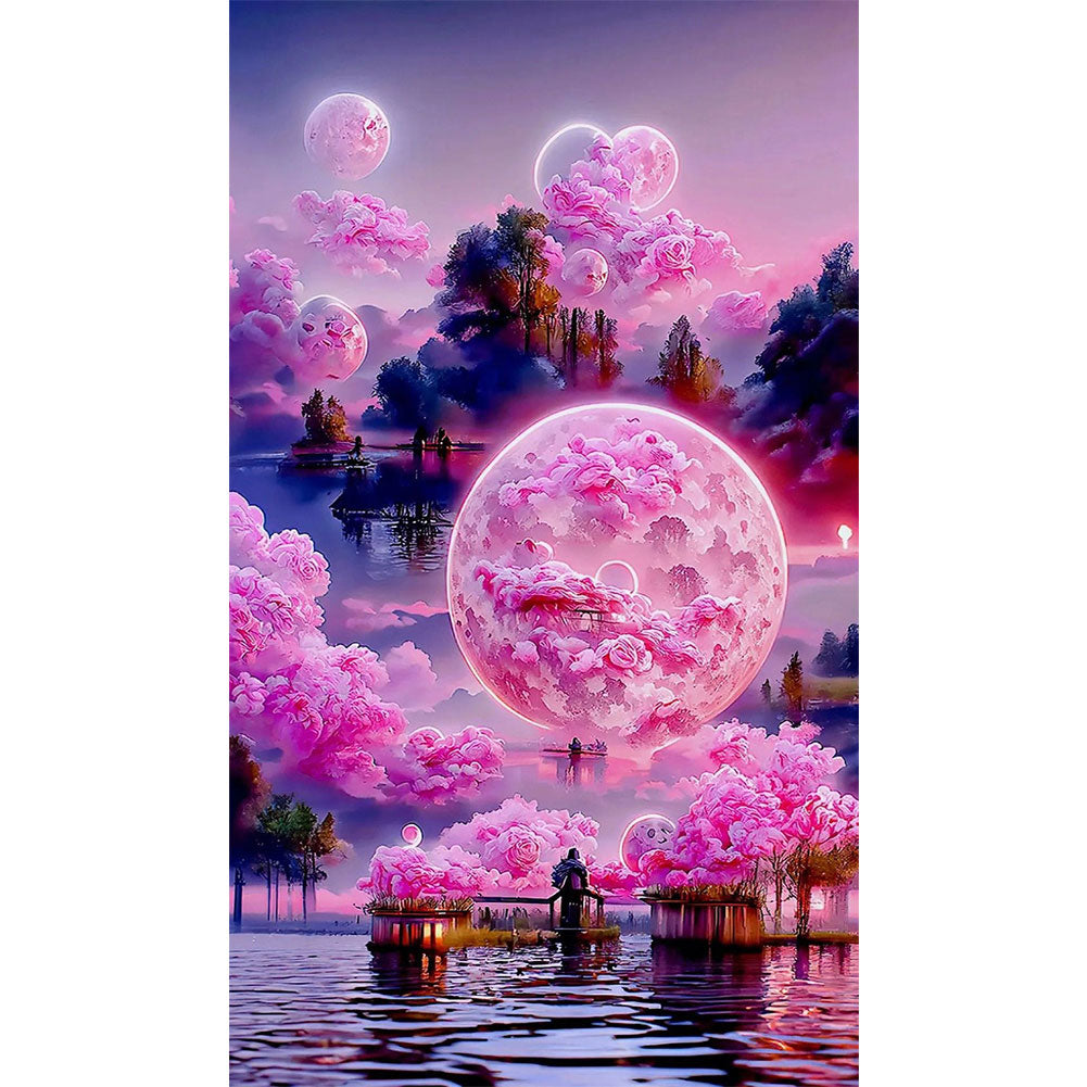 Pink Rose Manor 40*70CM(Picture) Full Square Drill Diamond Painting