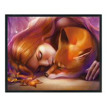 Load image into Gallery viewer, Yishu - Girl And Fox - 50*38CM 11CT 3 Stamped Cross Stitch
